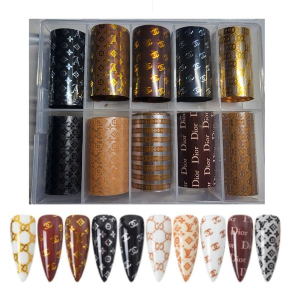 10 Roll Luxury Designer Nail Transfer Foil